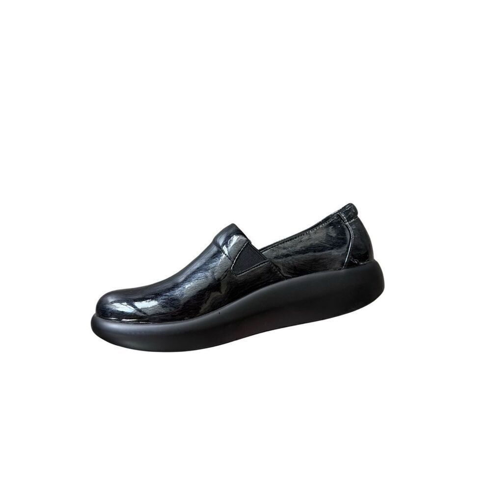 Alegria Womens Black Elly Pewter Fields Metallic Slip On Shoes Size 38